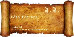 Máté Máriusz névjegykártya